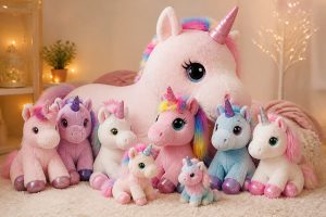 Peluche licorne : tailles, couleurs et sécurité cadeau