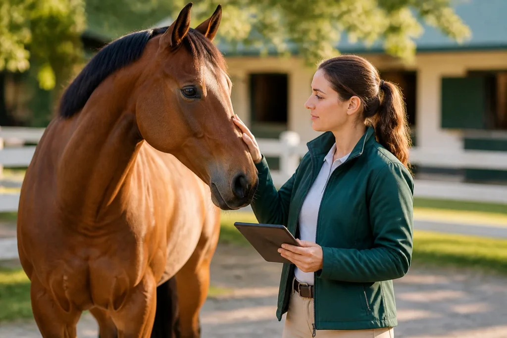 Cheval et equestre avec tablette
