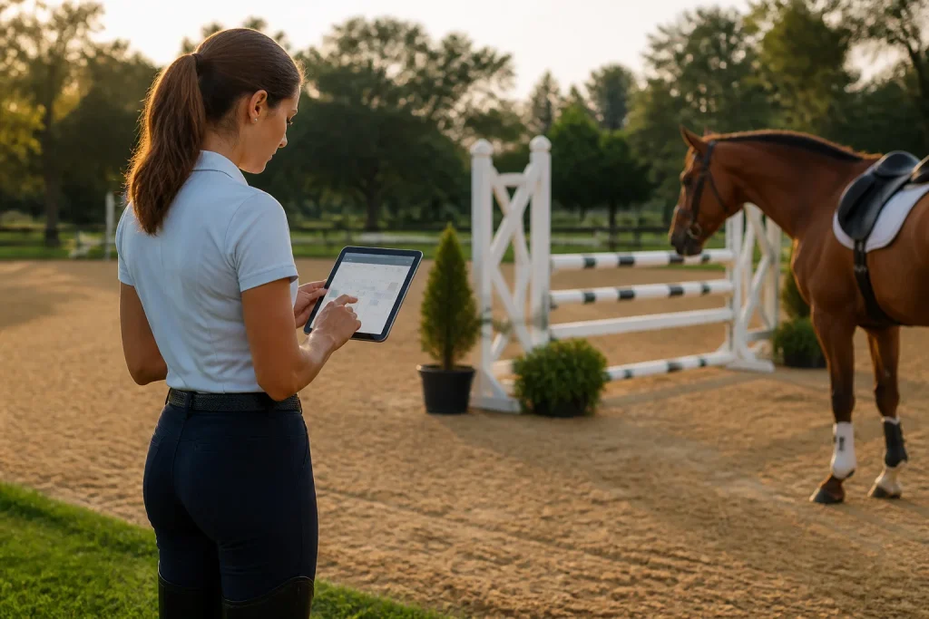 Planification equestre au soleil couchant
