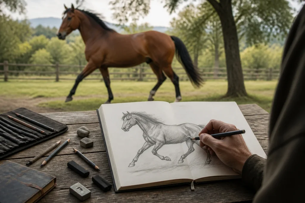 Dessin dun cheval inspiration vivante