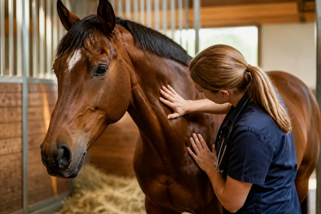 Soin attentionne pour un cheval