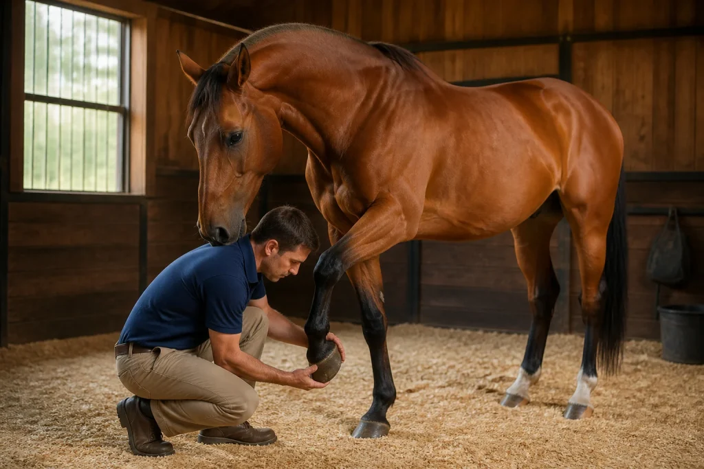 Soin attentif pour un cheval