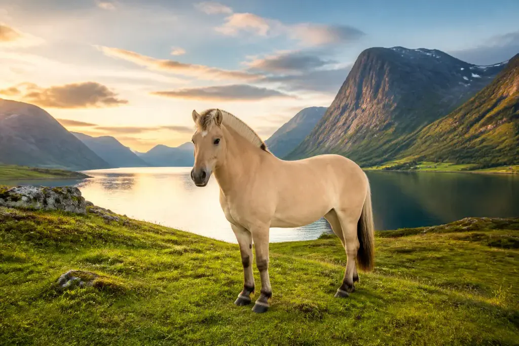 Cheval fjord dans un fjord norvegien