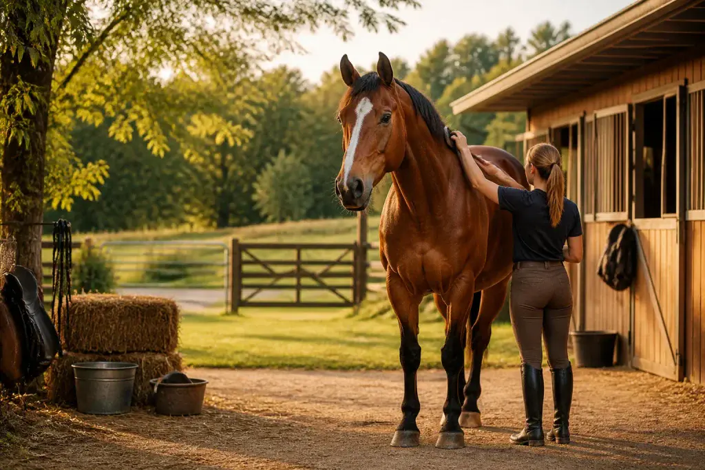 Soin et complicite equestre au crepuscule