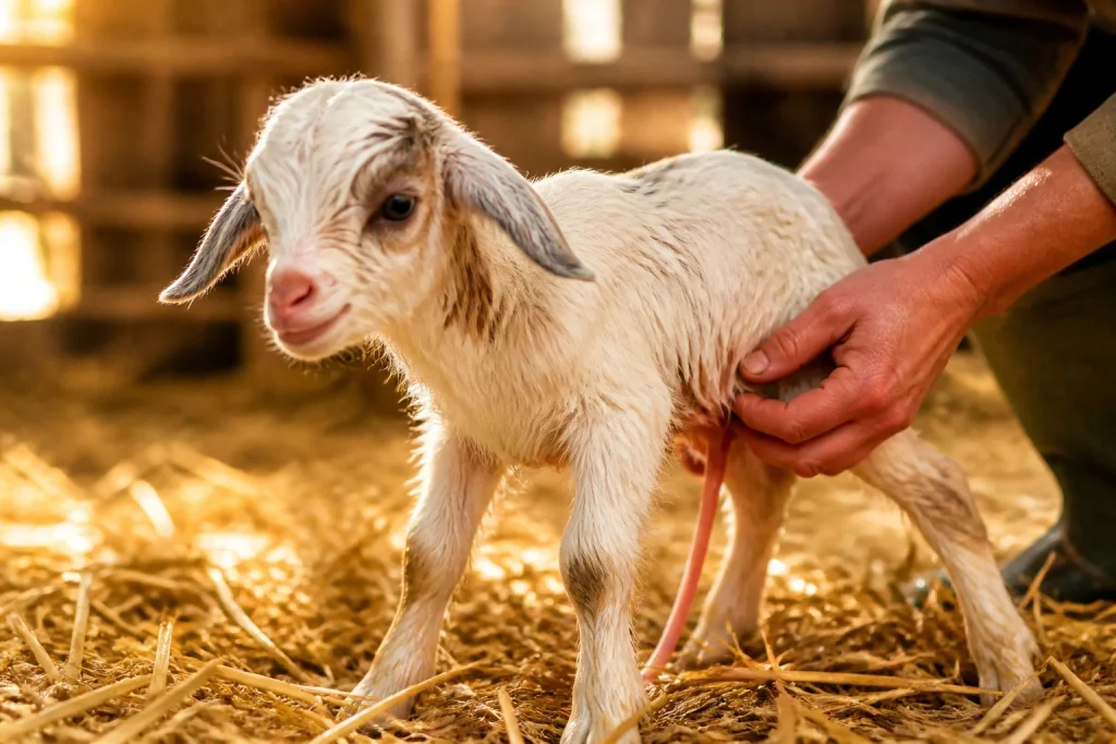 Chevreau nouveau ne dans une etable