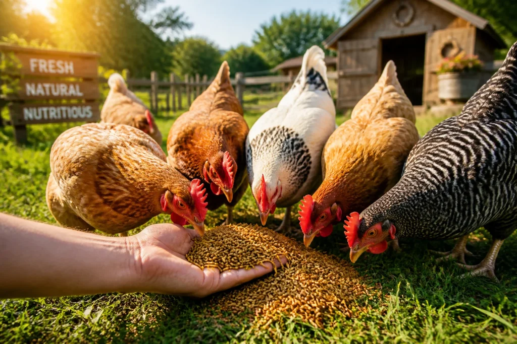 Poules gourmandes picorant des vers