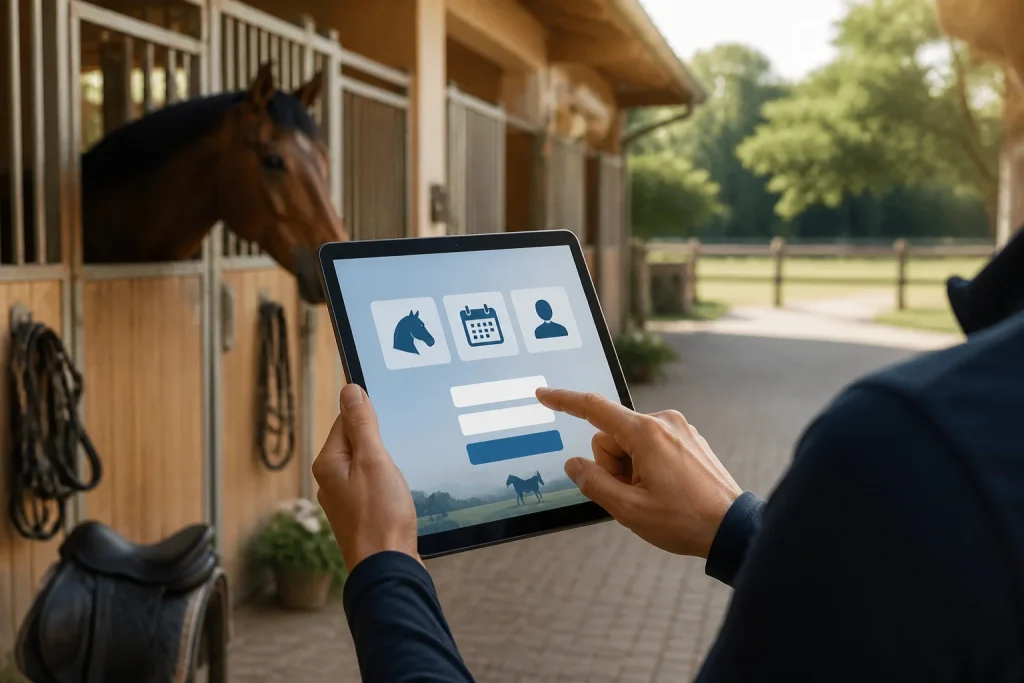 Interface equestre moderne sur tablette
